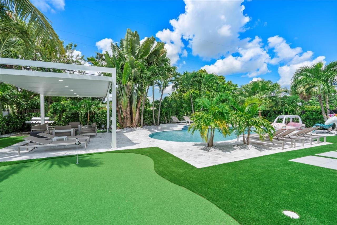 Villalee-Jungle Palm Island White Marble Pool Area Miami Exterior foto